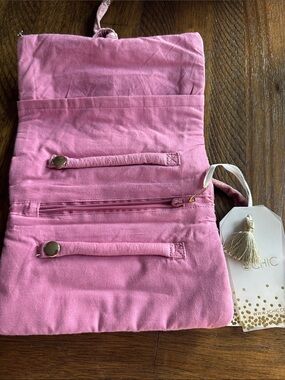 2 Chic Pink Travel Jewelry Roll with Tassel
